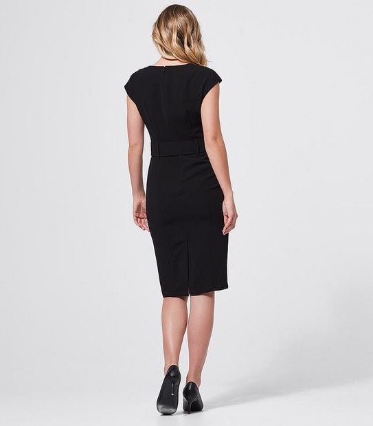 Preview Sleeveless Sheath Dress with Belt - Black