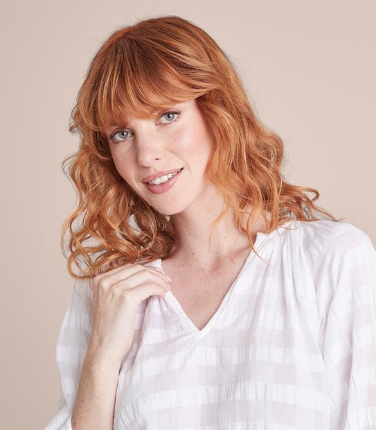 Cotton Dobby Popover Blouse