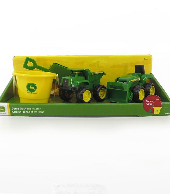 John Deere 6" Dump Truck & Tractor Vehicles With Bonus Sandbox Tools