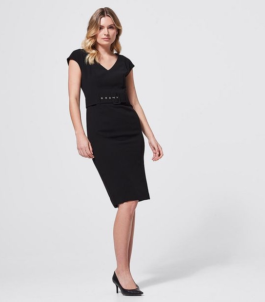 Preview Sleeveless Sheath Dress with Belt - Black