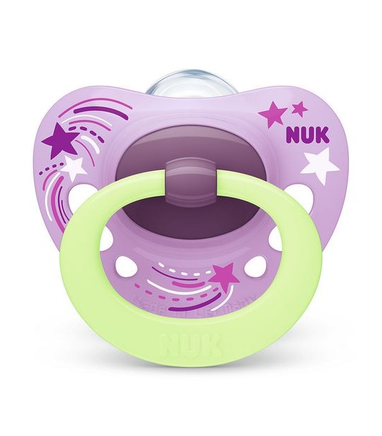 NUK Signtaure Nights Glow in the Dark Silicone Soother - 2 Pack - 6-18 months - Assorted*