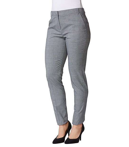 Check Slim Leg Pants - Grey