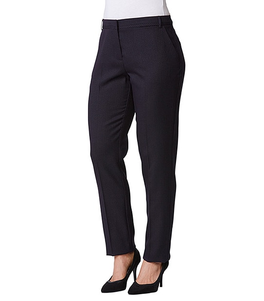 Pinstripe Slim Leg Pants - Navy