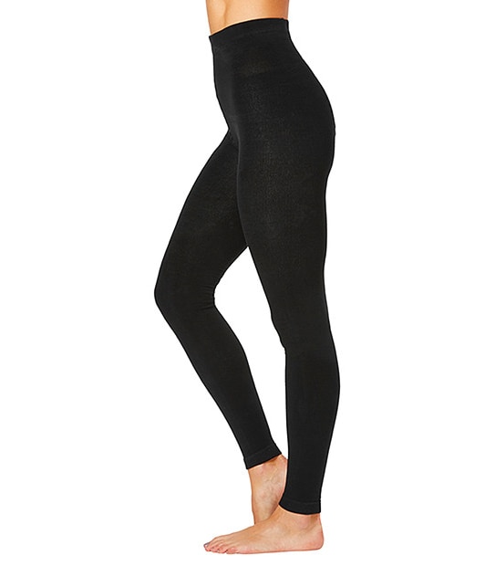 Fleece Lined Footless Tights - Black