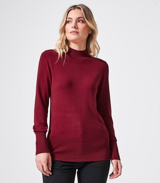 Preview Mock Turtle Neck Jumper - Red