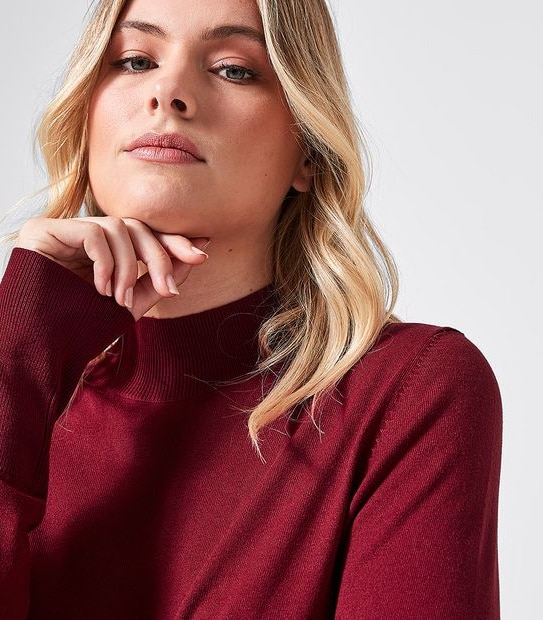 Preview Mock Turtle Neck Jumper - Red