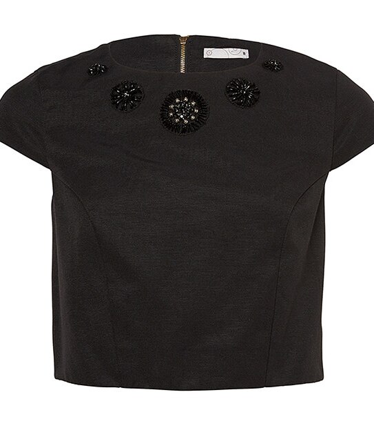 Crop Beaded Top - Black