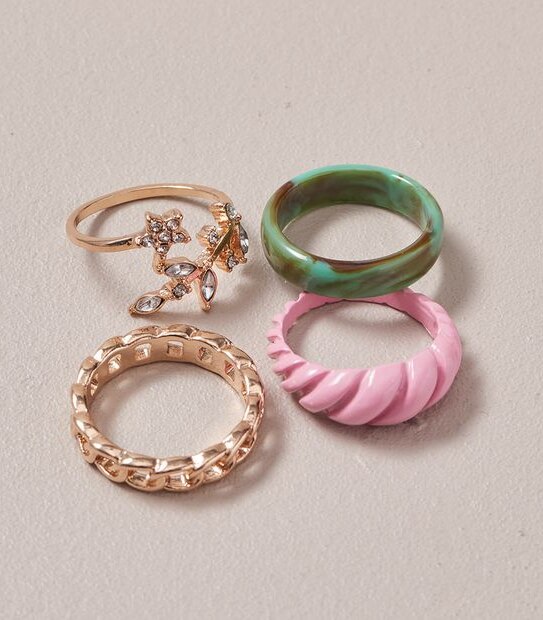 4 Pack Mixed Shape Rings