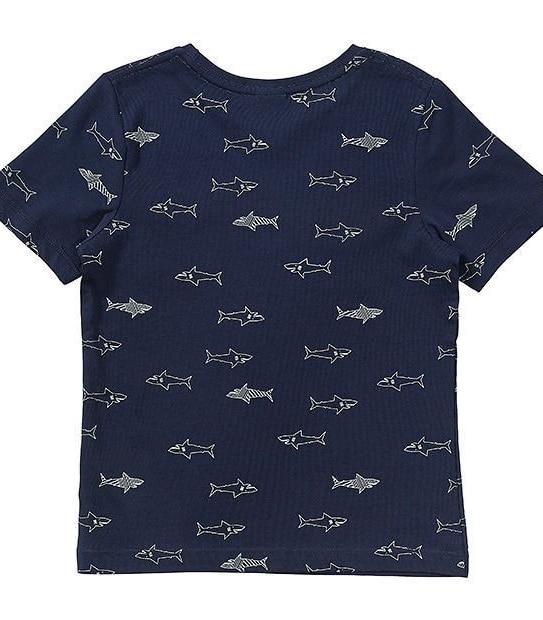 Short Sleeve Shark Print Pocket T-Shirt