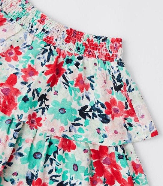 Linen Blend Floral Skirt