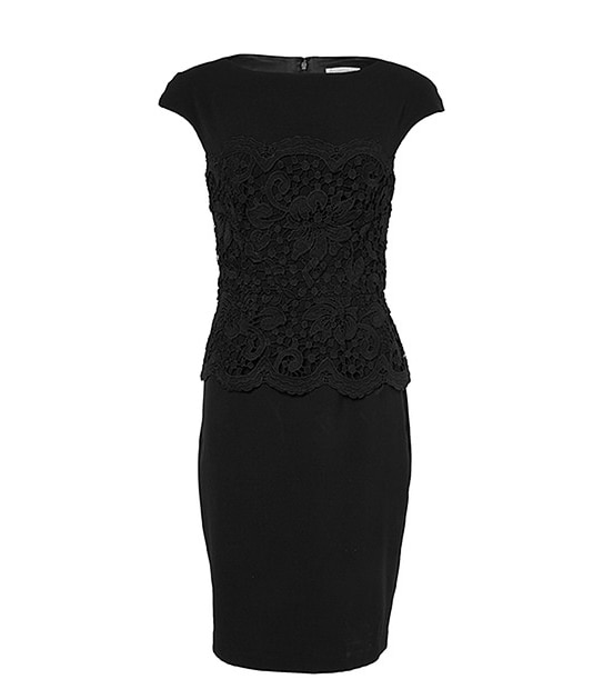 Lace Trim Sheath Dress - Black 3 of 4