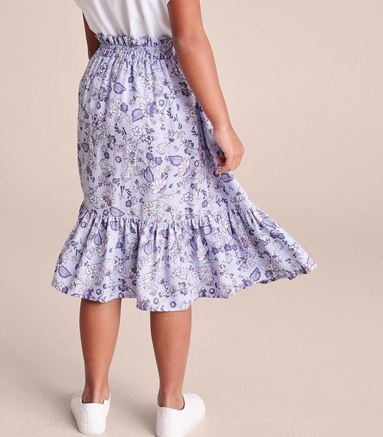 Linen Blend Midi Skirt