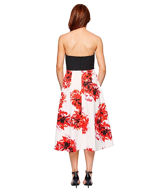 Watercolour Strapless Fit & Flare Dress