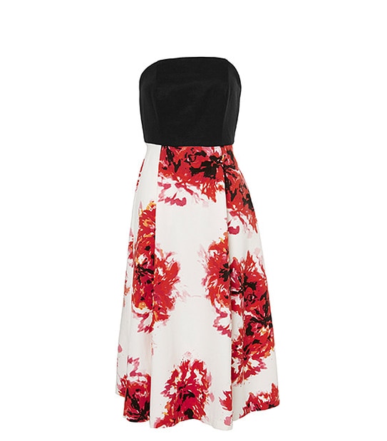 Watercolour Strapless Fit & Flare Dress