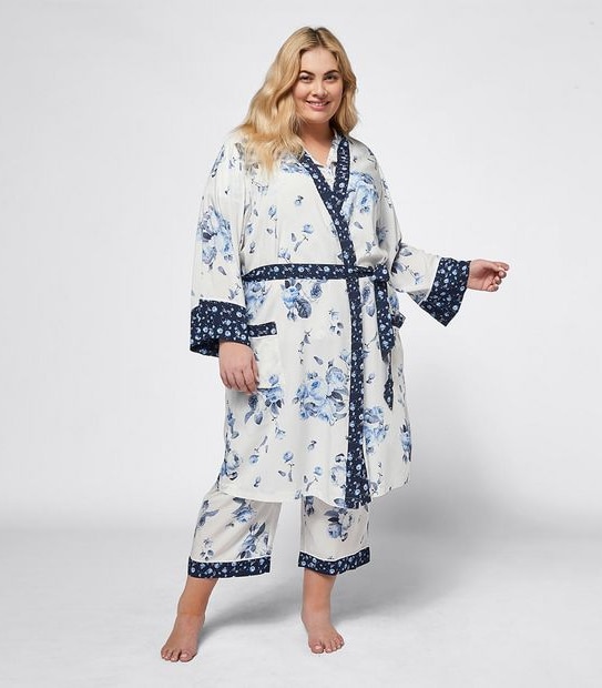 Extended Sizing Woven Sleep Dressing Gown