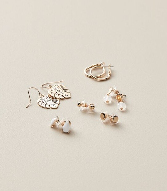 6 Pack Bead Leaf Earrings