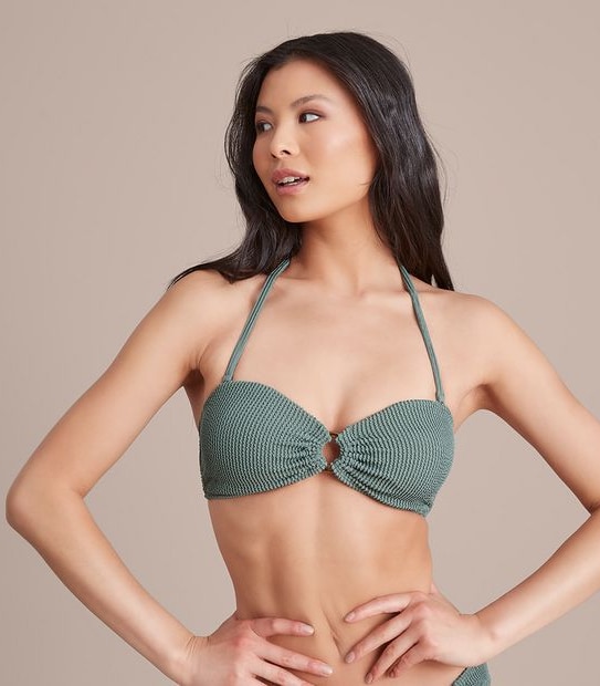 Crinkle Bandeau Swim Top