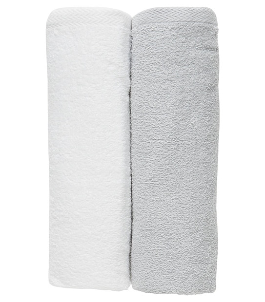 2 Pack Baby Bath Towels - White / Grey
