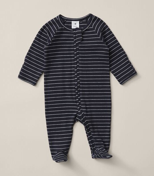 Baby Organic Cotton Rib Stripe Coverall