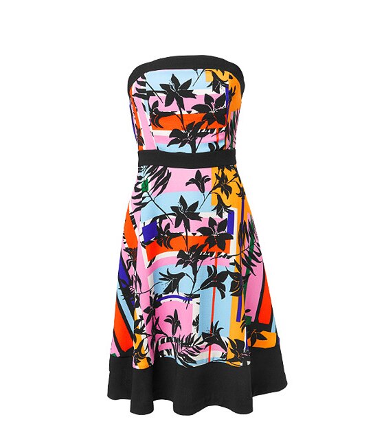 Strapless Dress - Oriental Print