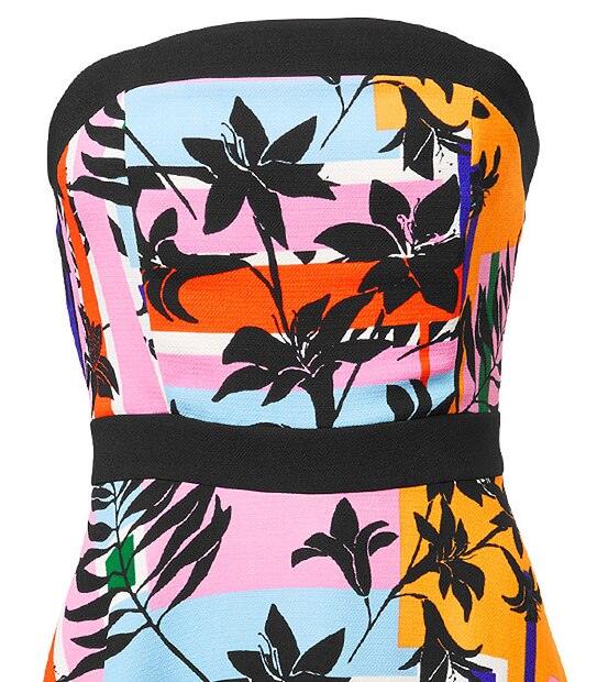 Strapless Dress - Oriental Print