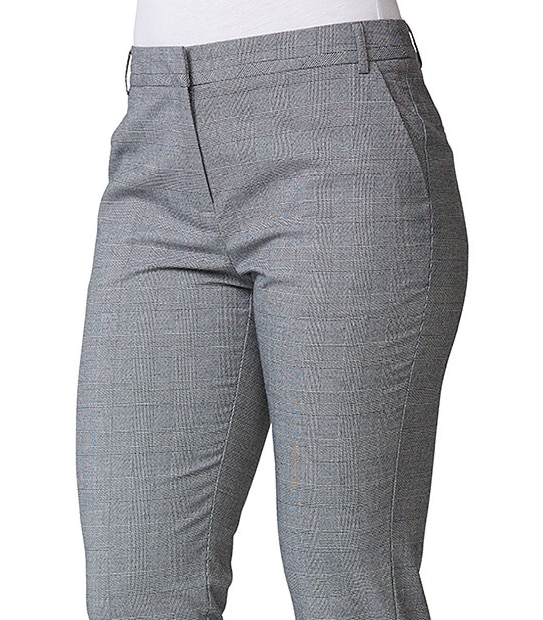 Check Slim Leg Pants - Grey