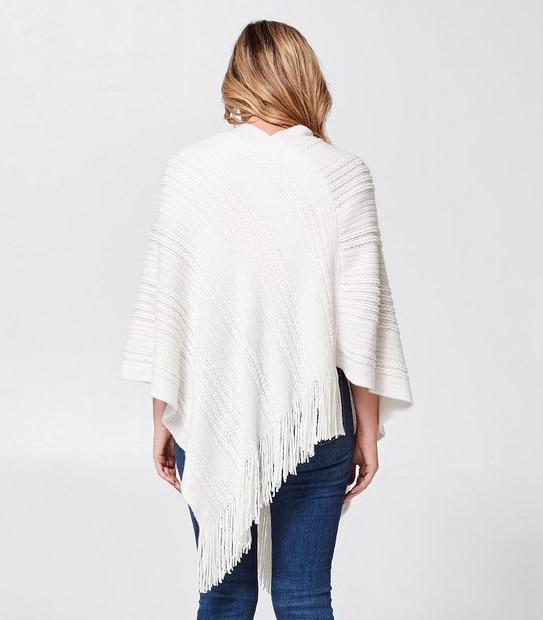 Knitted Poncho - Winter White