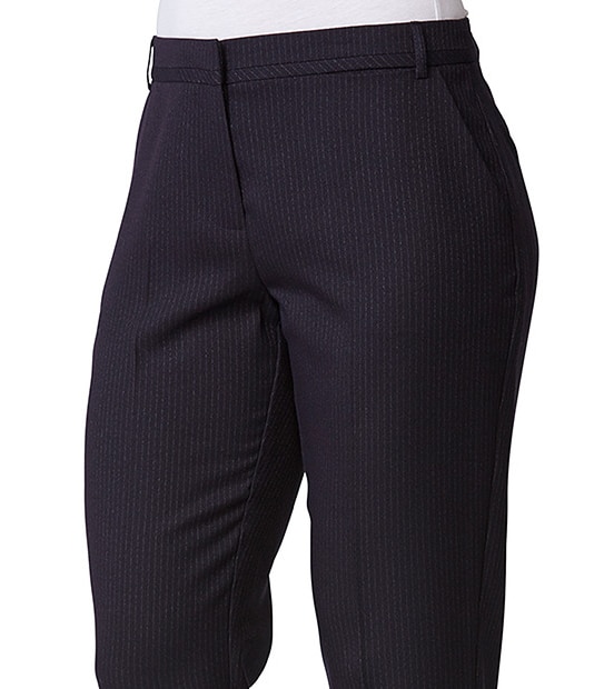 Pinstripe Slim Leg Pants - Navy