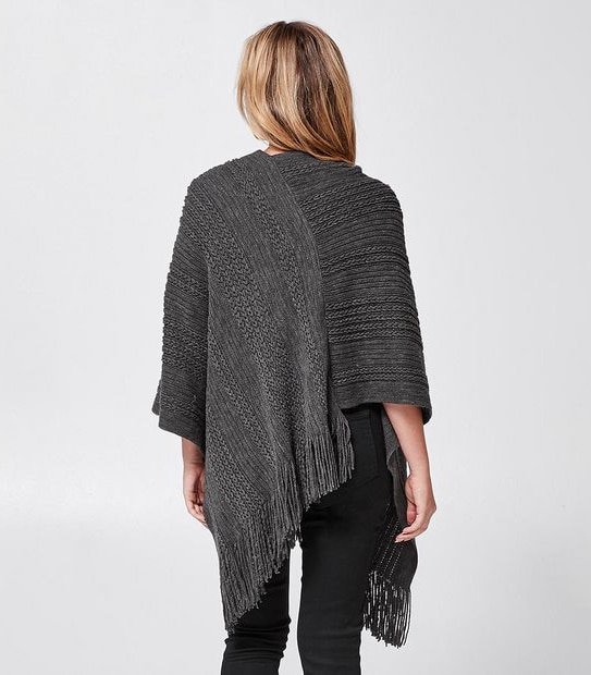 Knitted Poncho - Grey Marle