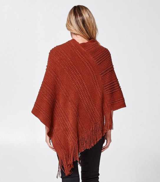 Knitted Poncho - Rust Orange