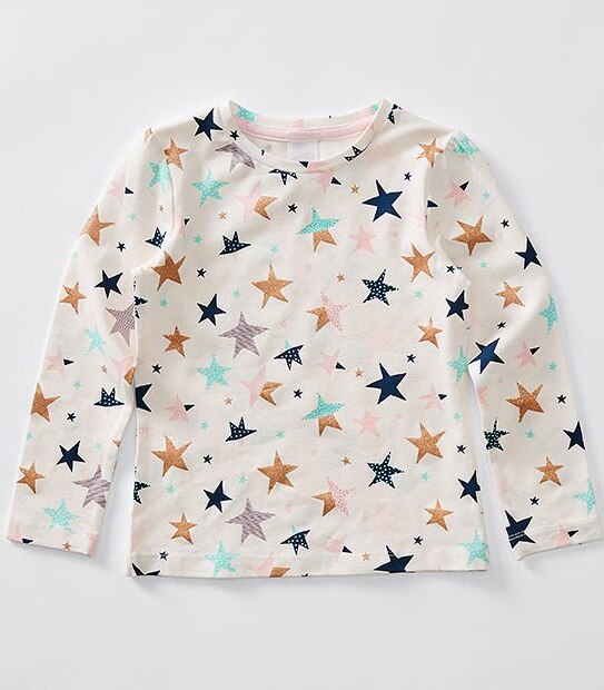 2 Pack Long Sleeve Plain & Print T-Shirt