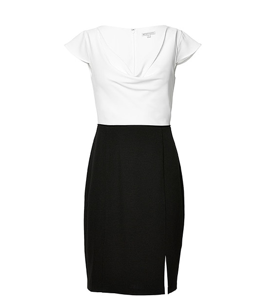 Cowl Neck Dress - Black / White