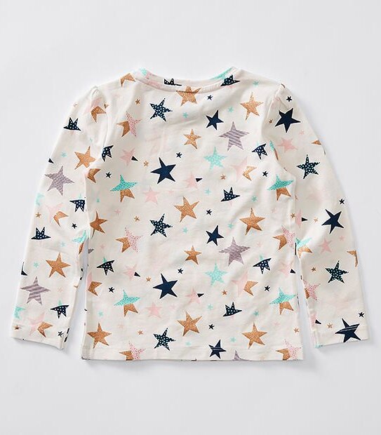 2 Pack Long Sleeve Plain & Print T-Shirt