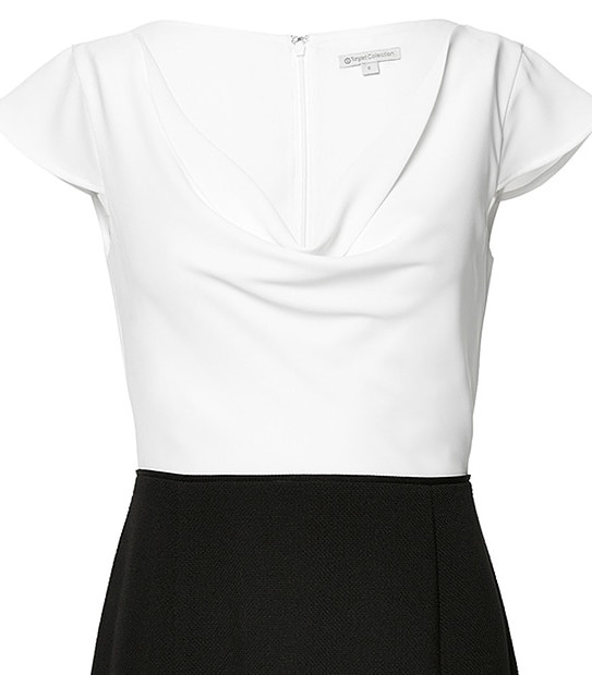 Cowl Neck Dress - Black / White