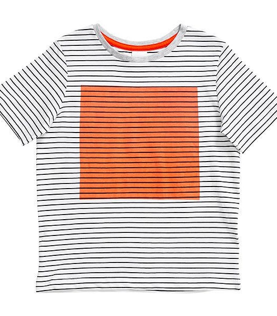 Short Sleeve Orange Square Stripe T-Shirt