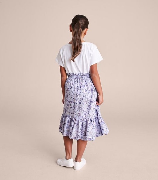 Linen Blend Midi Skirt
