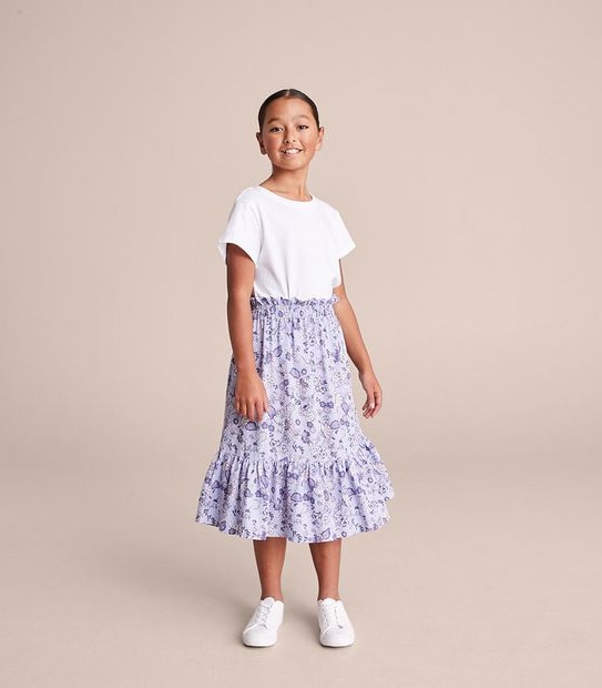 Linen Blend Midi Skirt