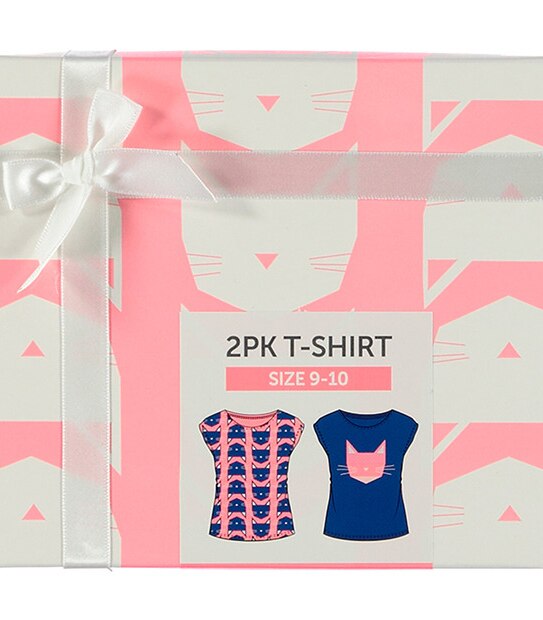 Girls' 2 Pack Short Sleeve Cat T-Shirts