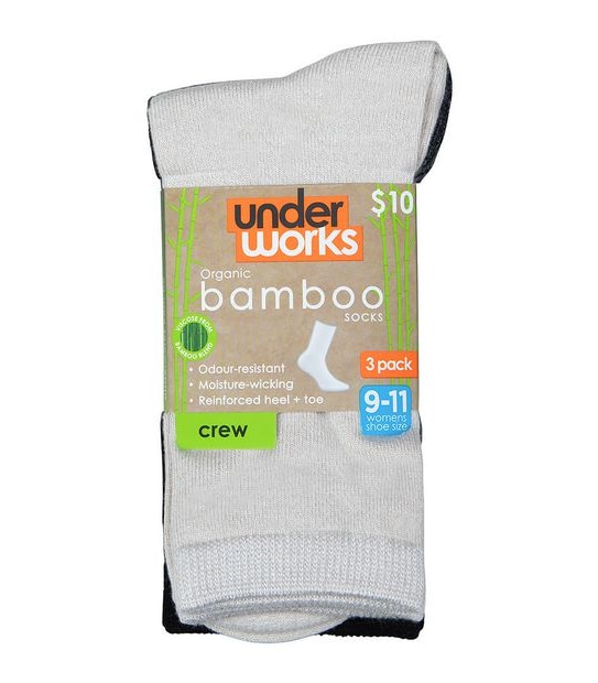 Underworks 3 Pack Organic Bamboo Crew Socks - Oat/Black/Charcoal