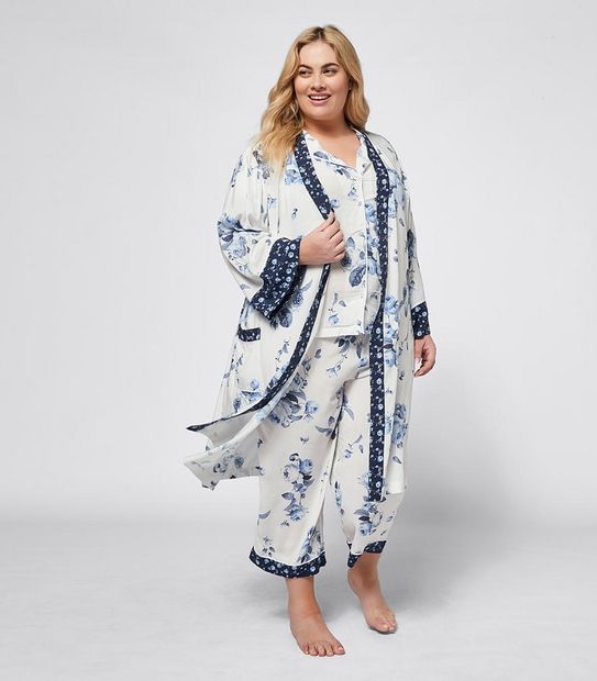 Extended Sizing Woven Sleep Dressing Gown