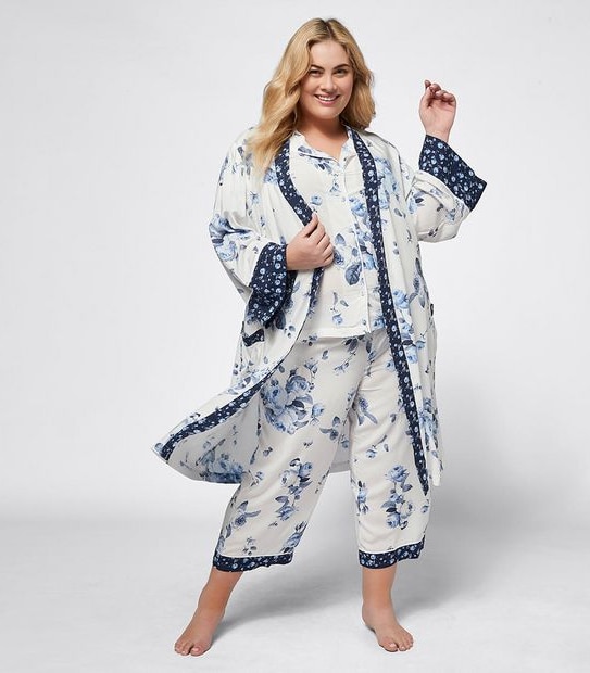 Extended Sizing Woven Sleep Dressing Gown