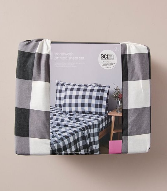 Stonewash Printed Sheet Set - Max Block Check