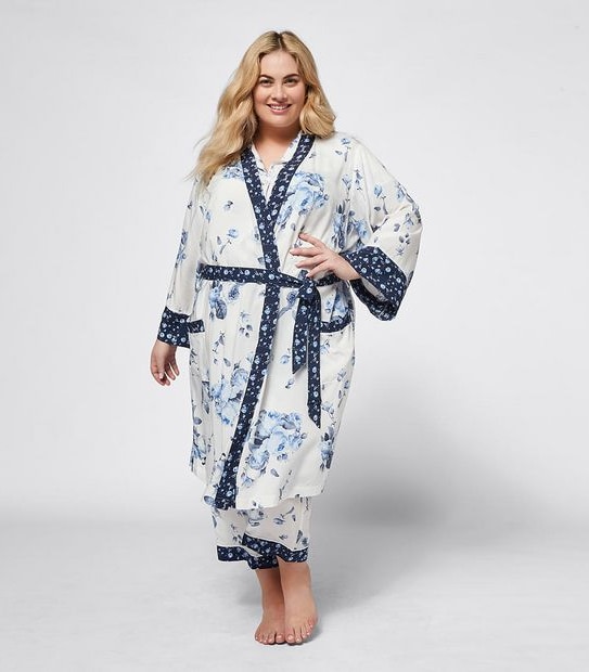 Extended Sizing Woven Sleep Dressing Gown