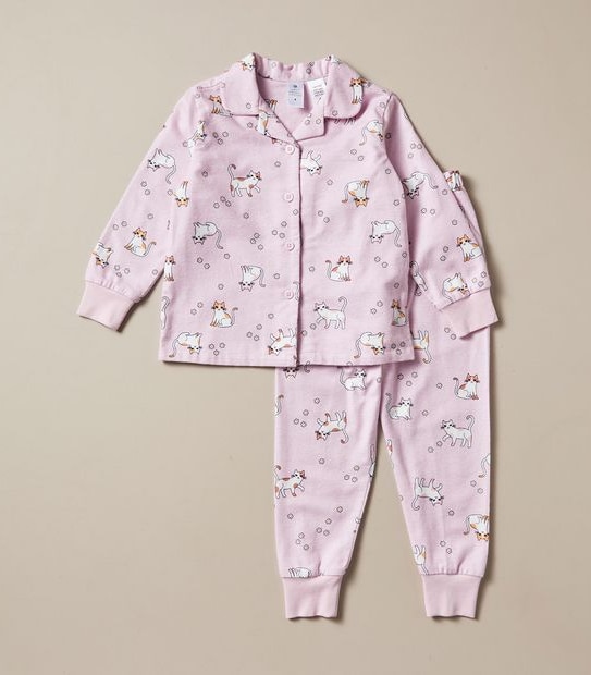 Organic Cotton Flannelette Cat Pyjama Set