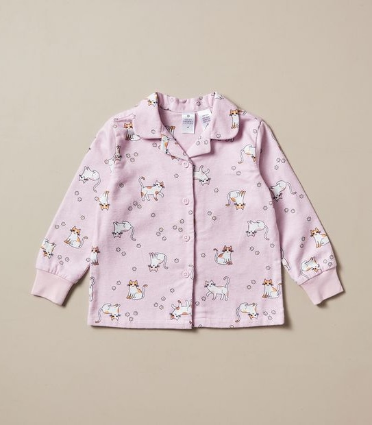 Organic Cotton Flannelette Cat Pyjama Set