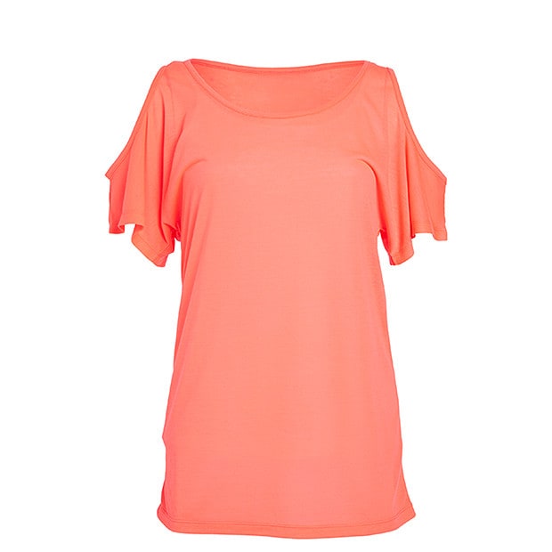 Active Cold Shoulder T-Shirt - Coral 