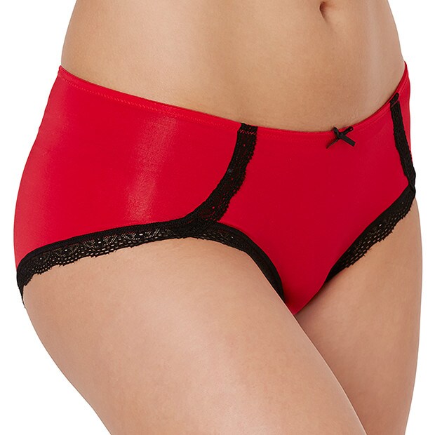 Lace Trim Boyleg Briefs - Red Lace Trim Boyleg Briefs - Red