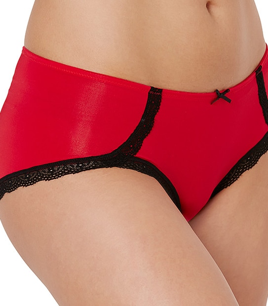 Lace Trim Boyleg Briefs - Red