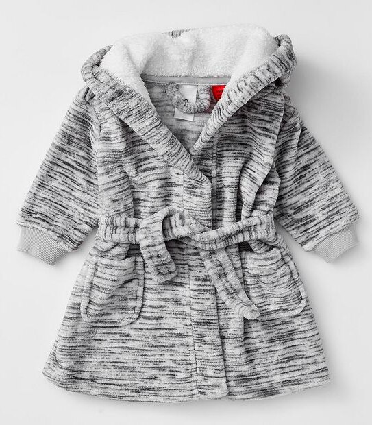 Baby Fleece Hooded Gown - Grey