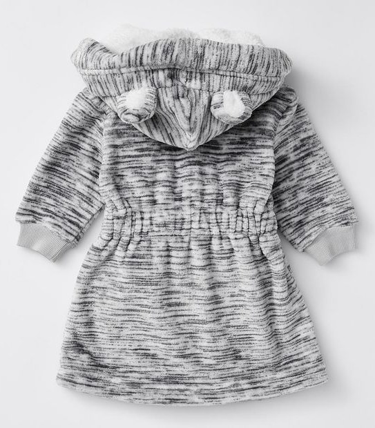 Baby Fleece Hooded Gown - Grey